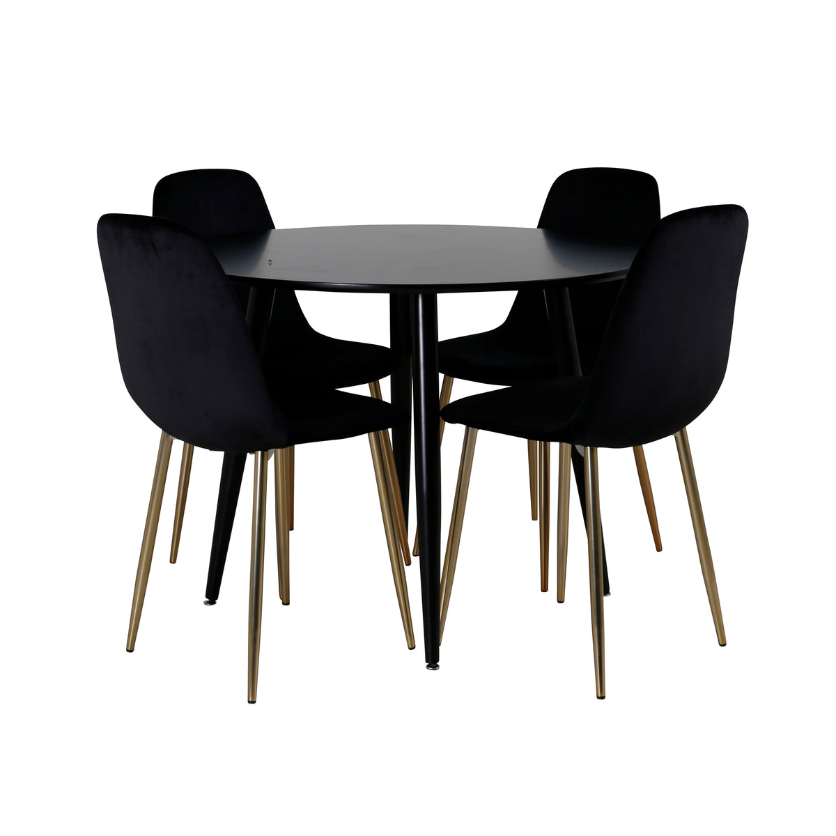 Dining Chair 2-pack Black + Round Dining Table ø100 Black