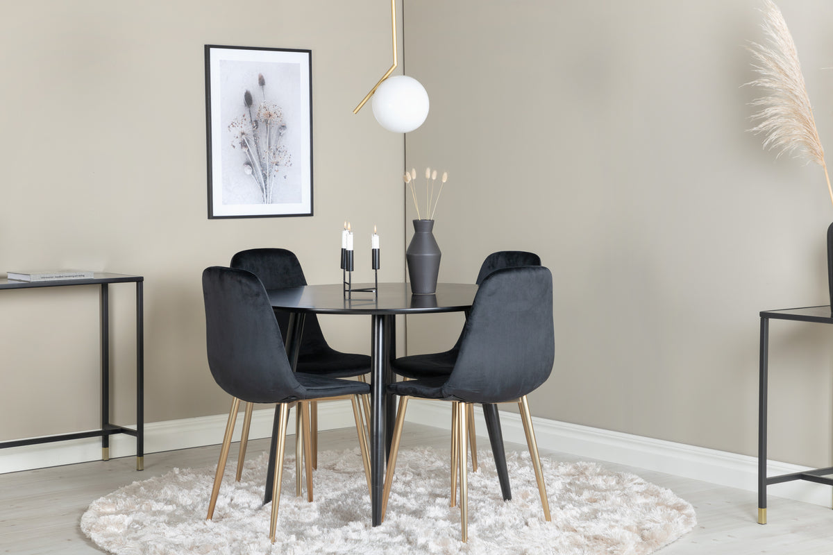 Dining Chair 2-pack Black + Round Dining Table ø100 Black