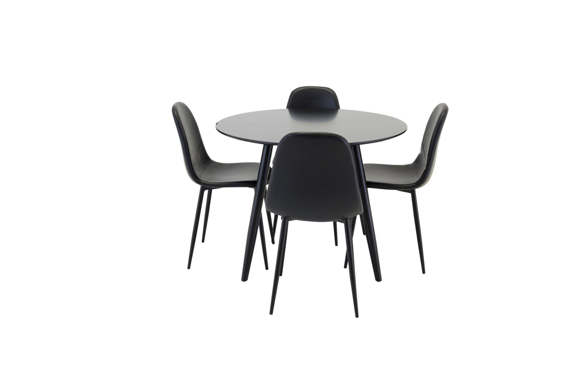 Dining Chair 2-pack Black + Round Dining Table ø100 Black