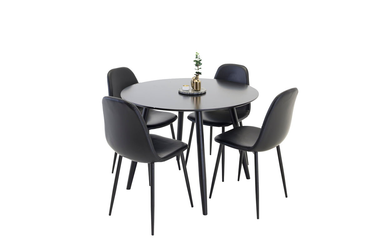 Dining Chair 2-pack Black + Round Dining Table ø100 Black