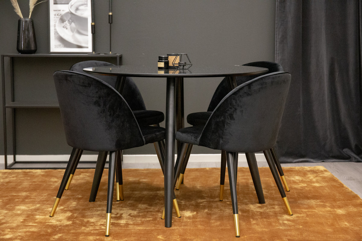 Dining Chair 2-pack Black + Round Dining Table ø100 Black