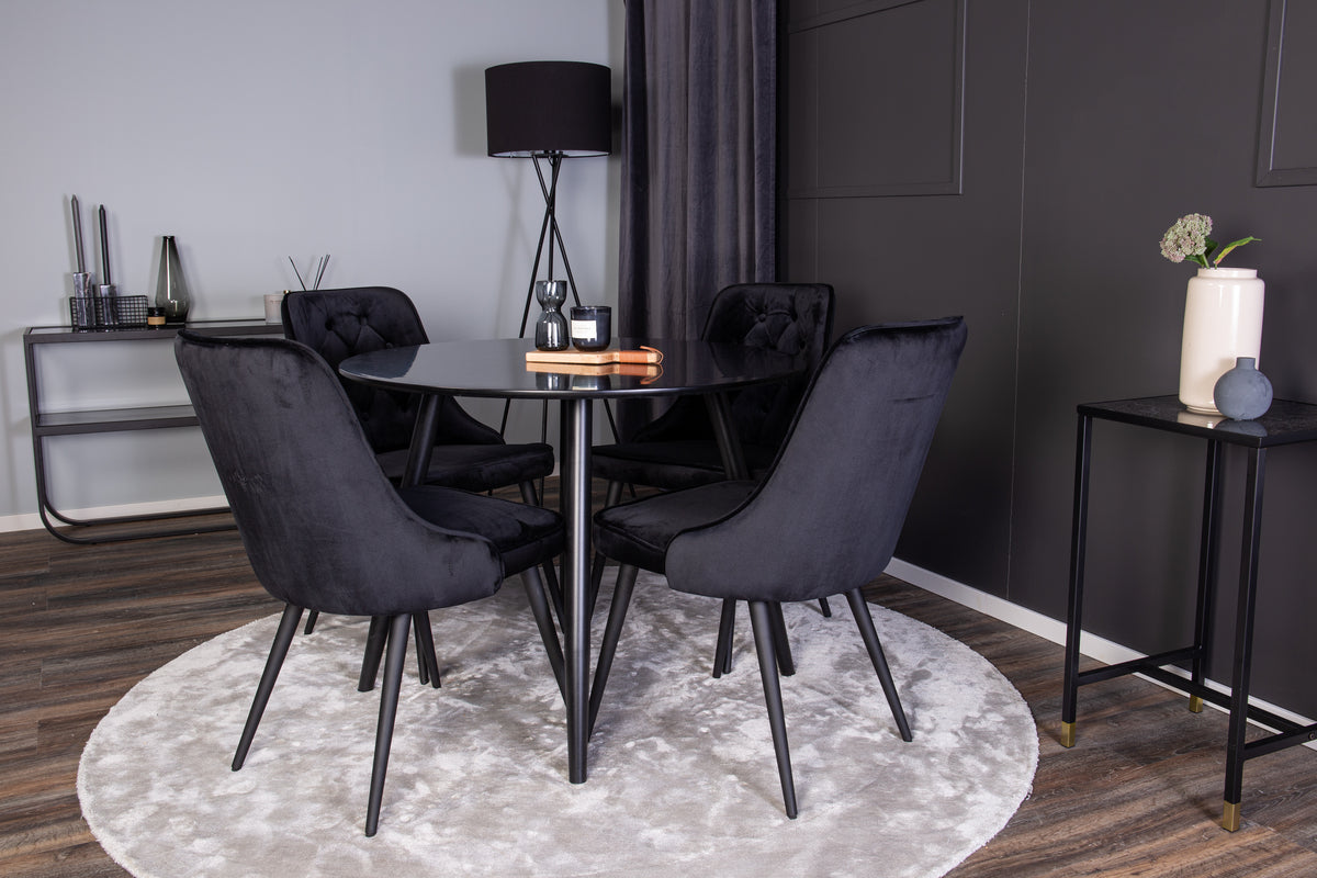 Dining Chair 2-pack Black + Round Dining Table ø100 Black