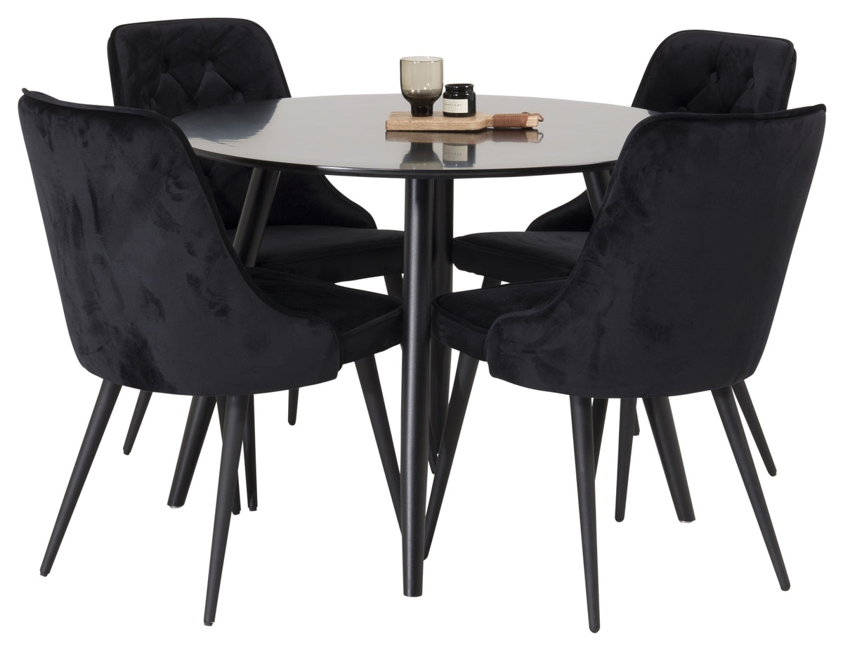 Dining Chair 2-pack Black + Round Dining Table ø100 Black