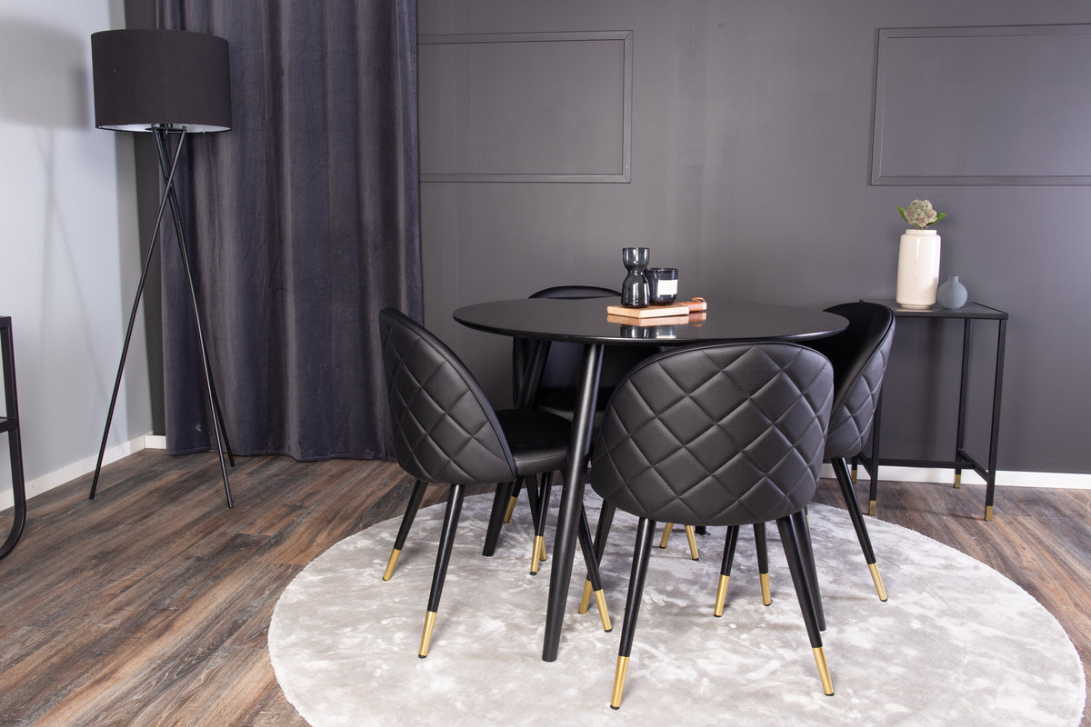 Dining Chair 2-pack Black + Round Dining Table ø100 Black
