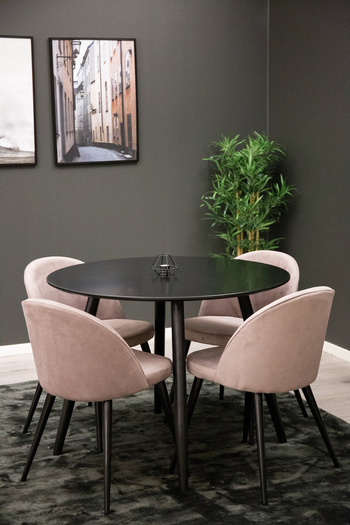 Dining Chair 2-pack Dusty Pink + Round Dining Table ø100 Black