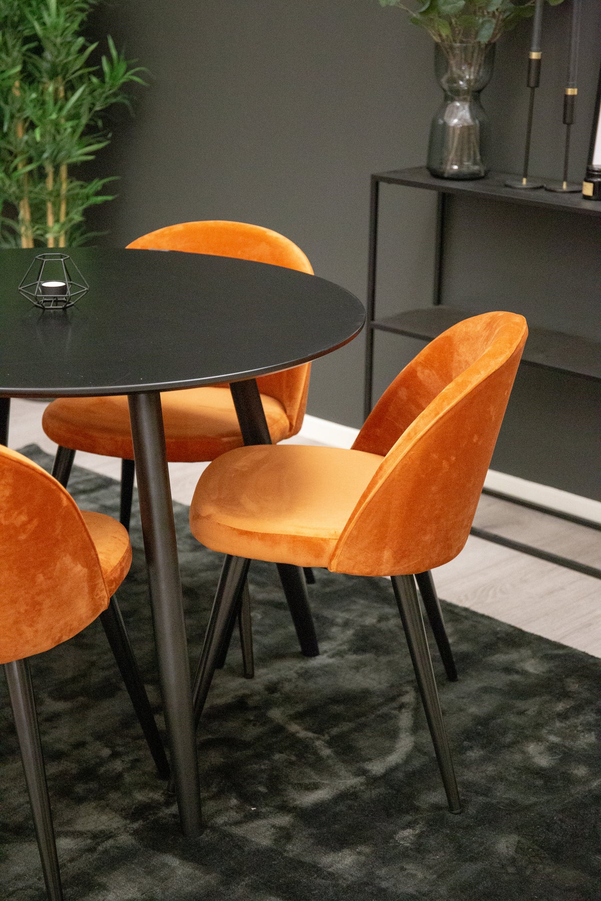 Dining Chair 2-pack Rusty Orange + Round Dining Table ø100 Black