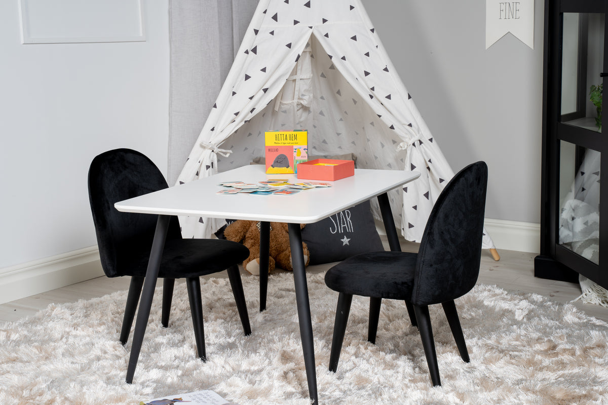 Kids Chair Black + Kids Table 60 x 80