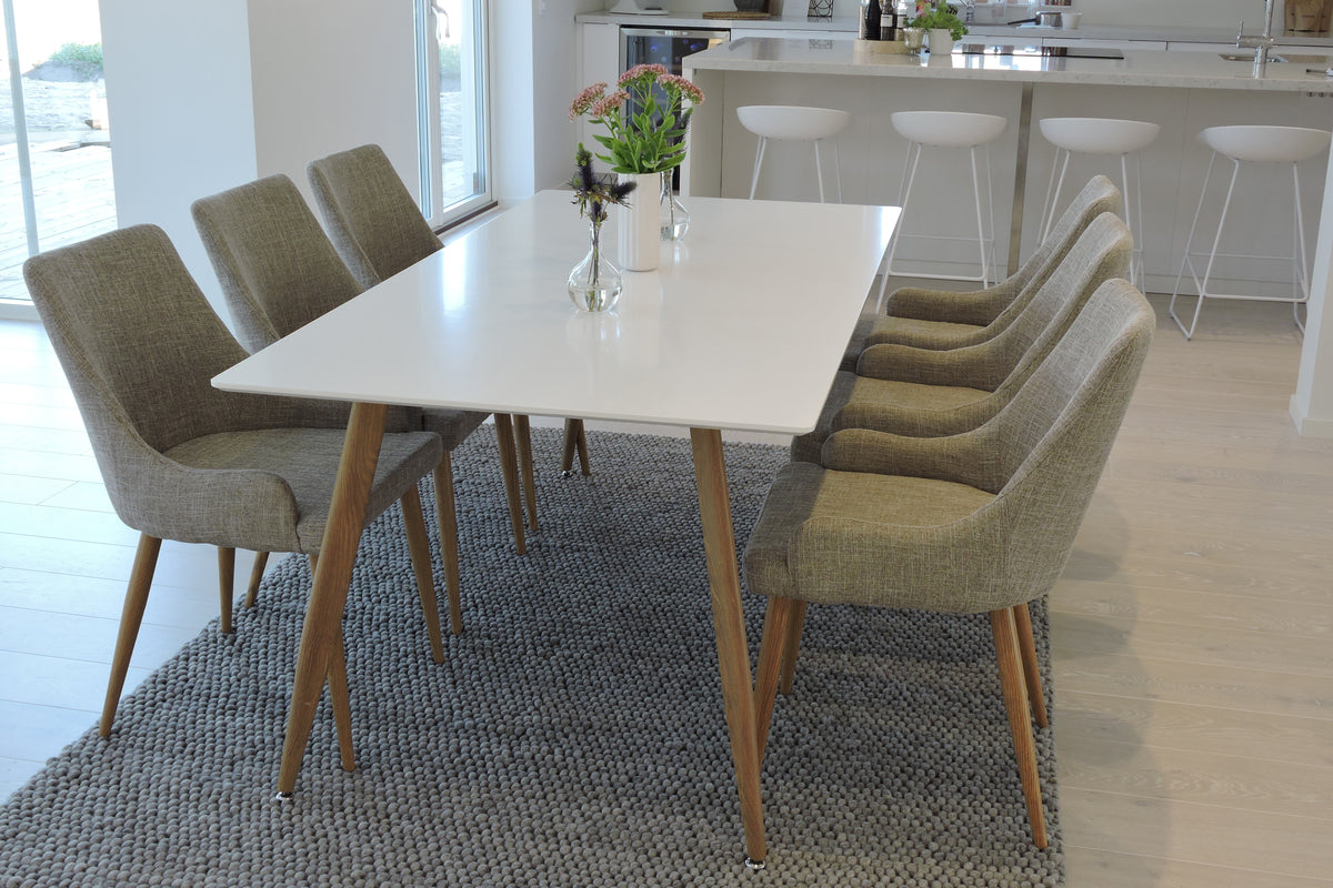 Dining Chair 2-pack Grey + Rectangular Dining Table 90 x 180 White