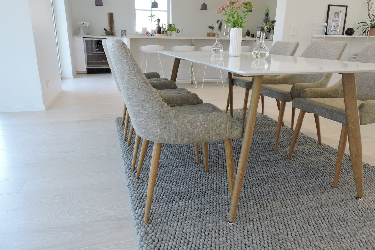 Dining Chair 2-pack Grey + Rectangular Dining Table 90 x 180 White