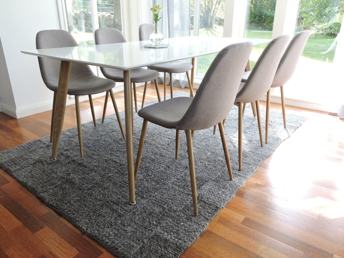 Dining Chair 2-pack Grey + Rectangular Dining Table 90 x 180 White