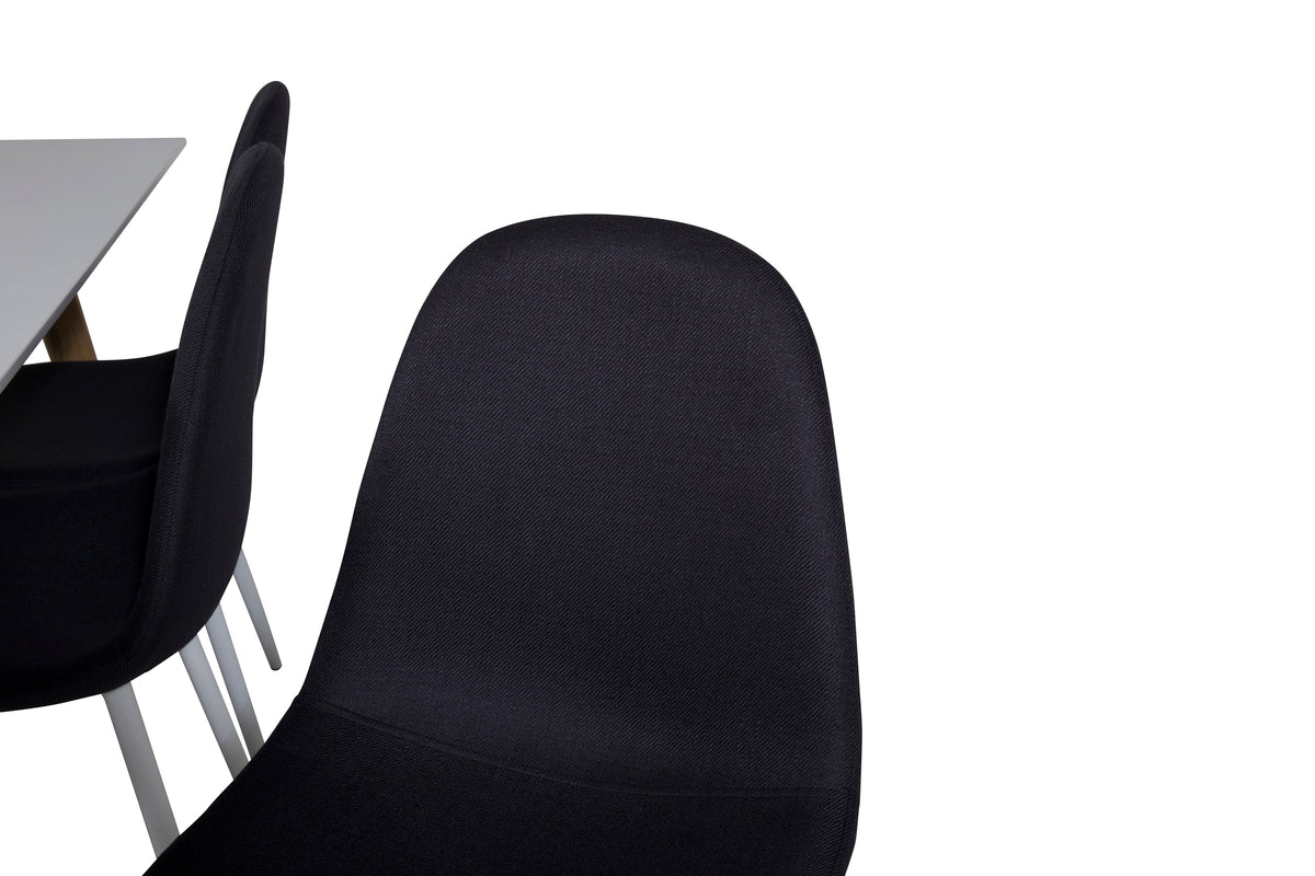 Dining Chair 2-pack Black + Rectangular Dining Table 90 x 180 White