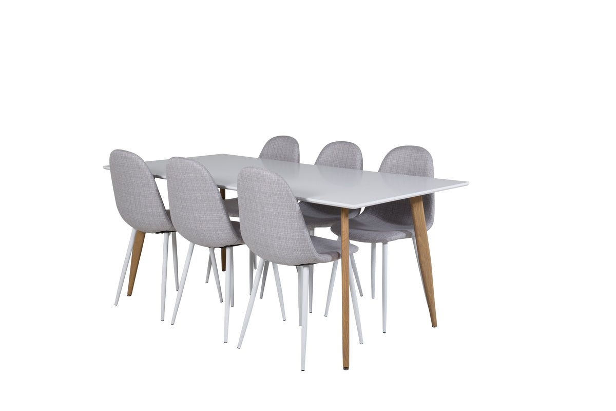 Dining Chair 2-pack Grey + Rectangular Dining Table 90 x 180 White