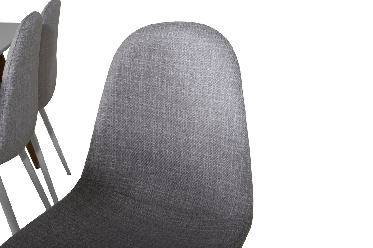 Dining Chair 2-pack Grey + Rectangular Dining Table 90 x 180 White