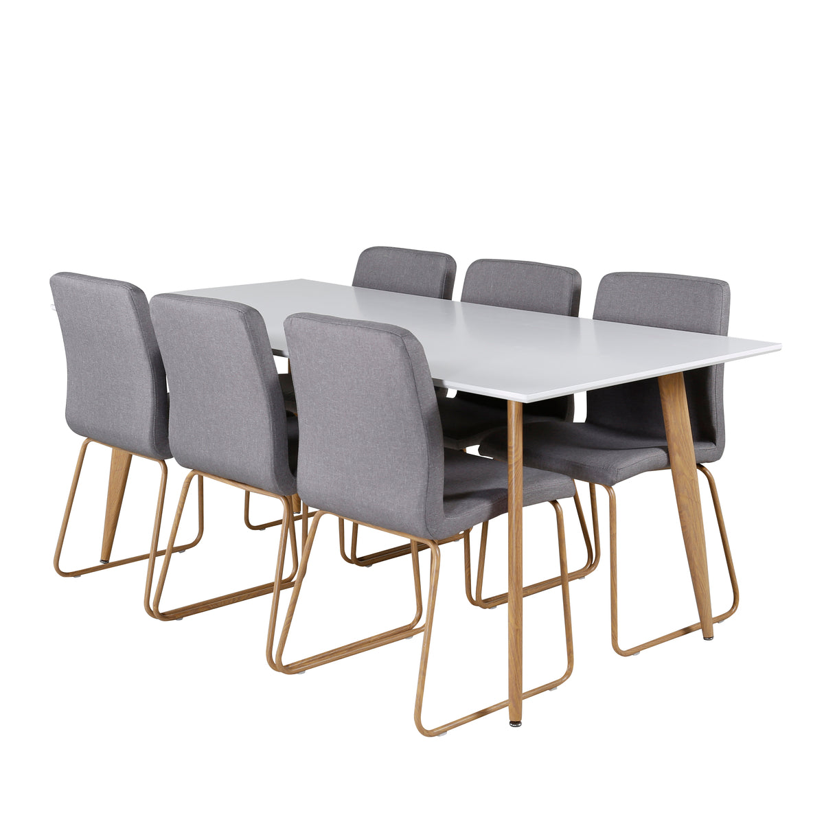 Dining Chair 2-pack Grey + Rectangular Dining Table 90 x 180 White