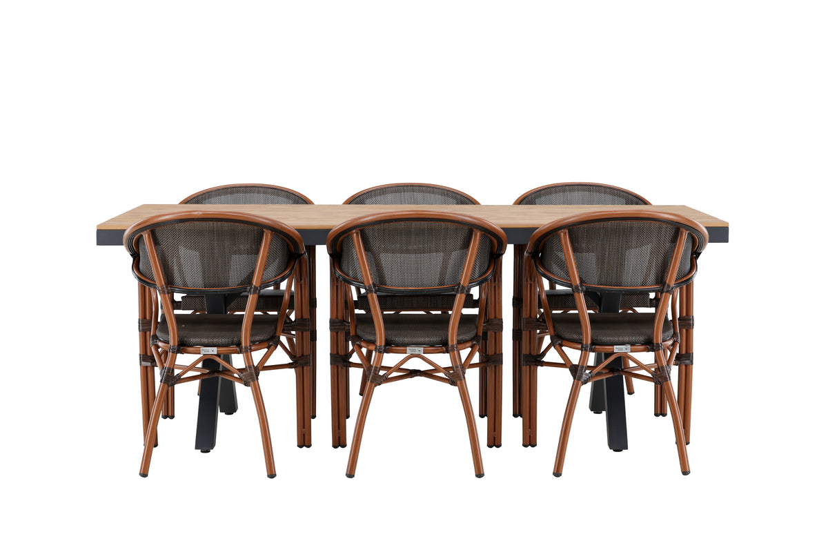 Rectangular Dining Table 100 x 200 Black + Cafe Chair 2-pack Black