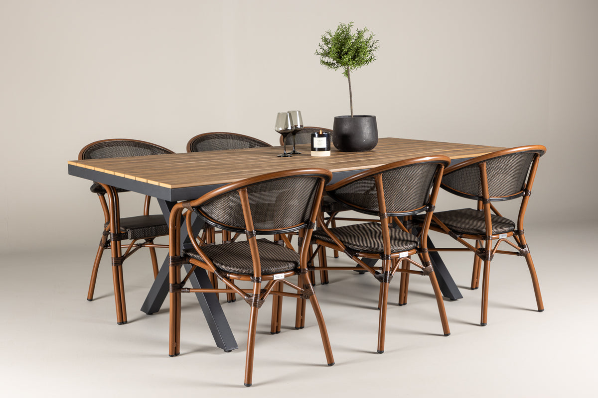 Rectangular Dining Table 100 x 200 Black + Cafe Chair 2-pack Black