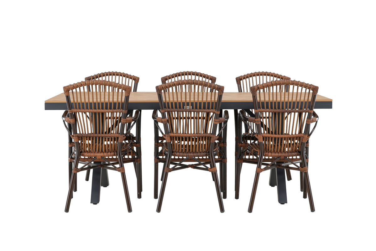 Rectangular Dining Table 100 x 200 Black + Dining Chair Brown