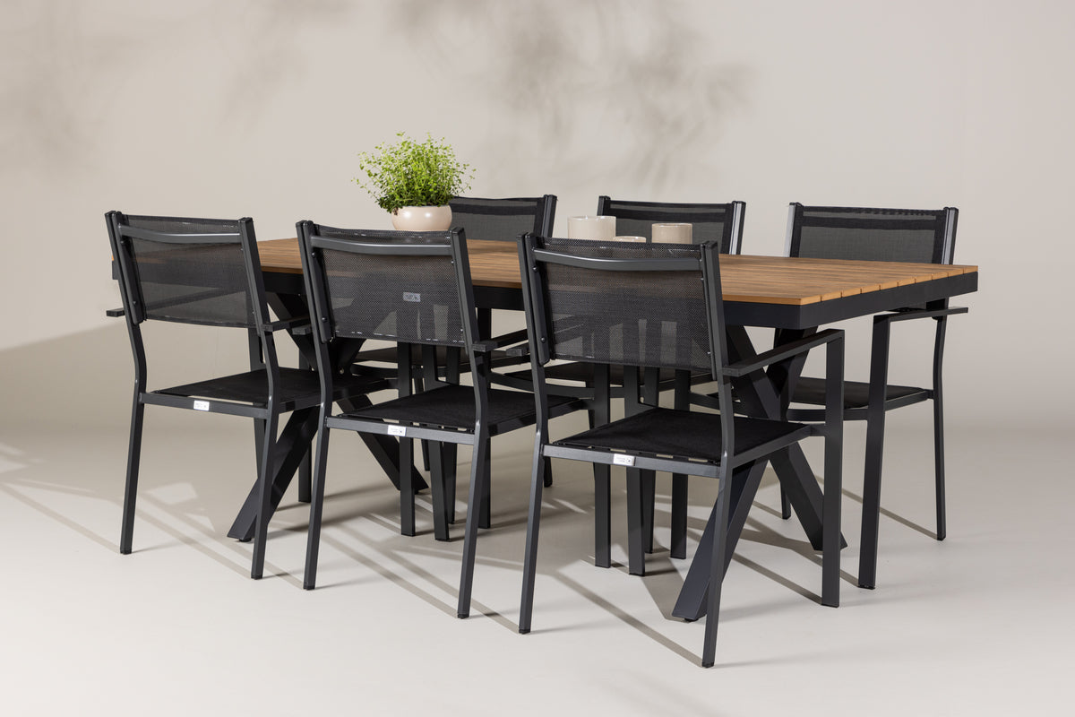 Dining Chair 2-pack Black + Rectangular Dining Table 100 x 200 Black
