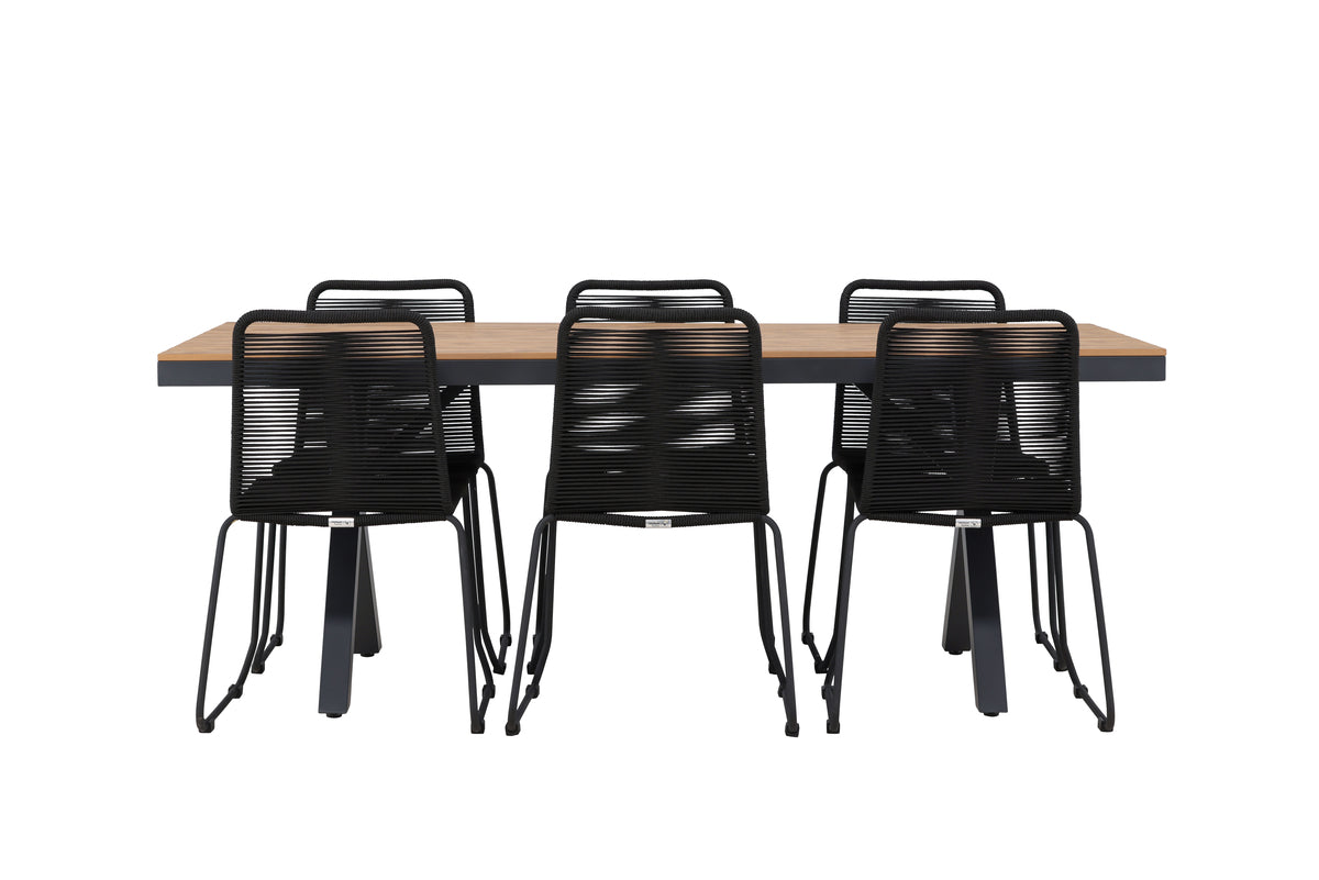 Dining Chair 2-pack Black + Rectangular Dining Table 100 x 200 Black