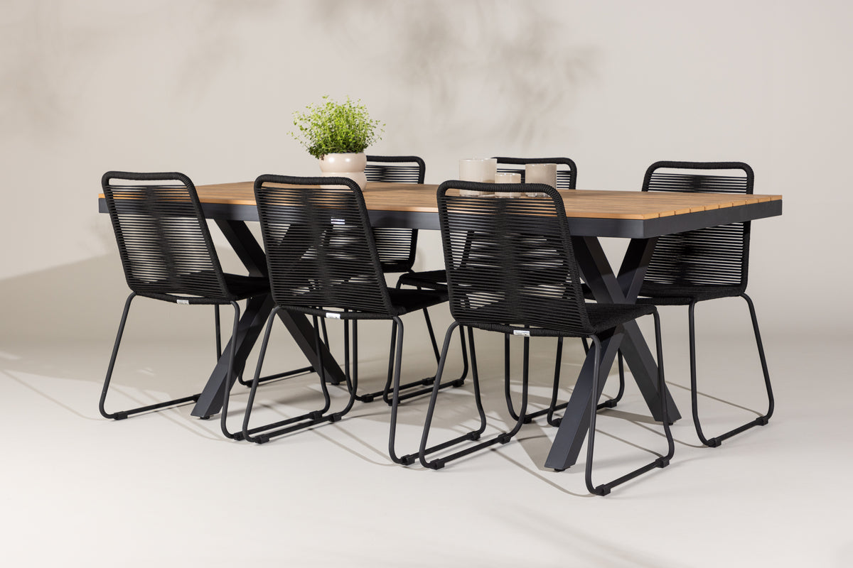 Dining Chair 2-pack Black + Rectangular Dining Table 100 x 200 Black