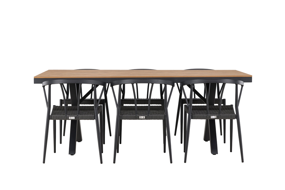 Dining Chair 6-pack Black + Rectangular Dining Table 100 x 200 Black