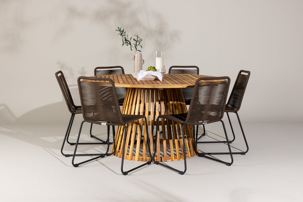 Dining Chair 2-pack Brown + Round Dining Table ø150 Nature