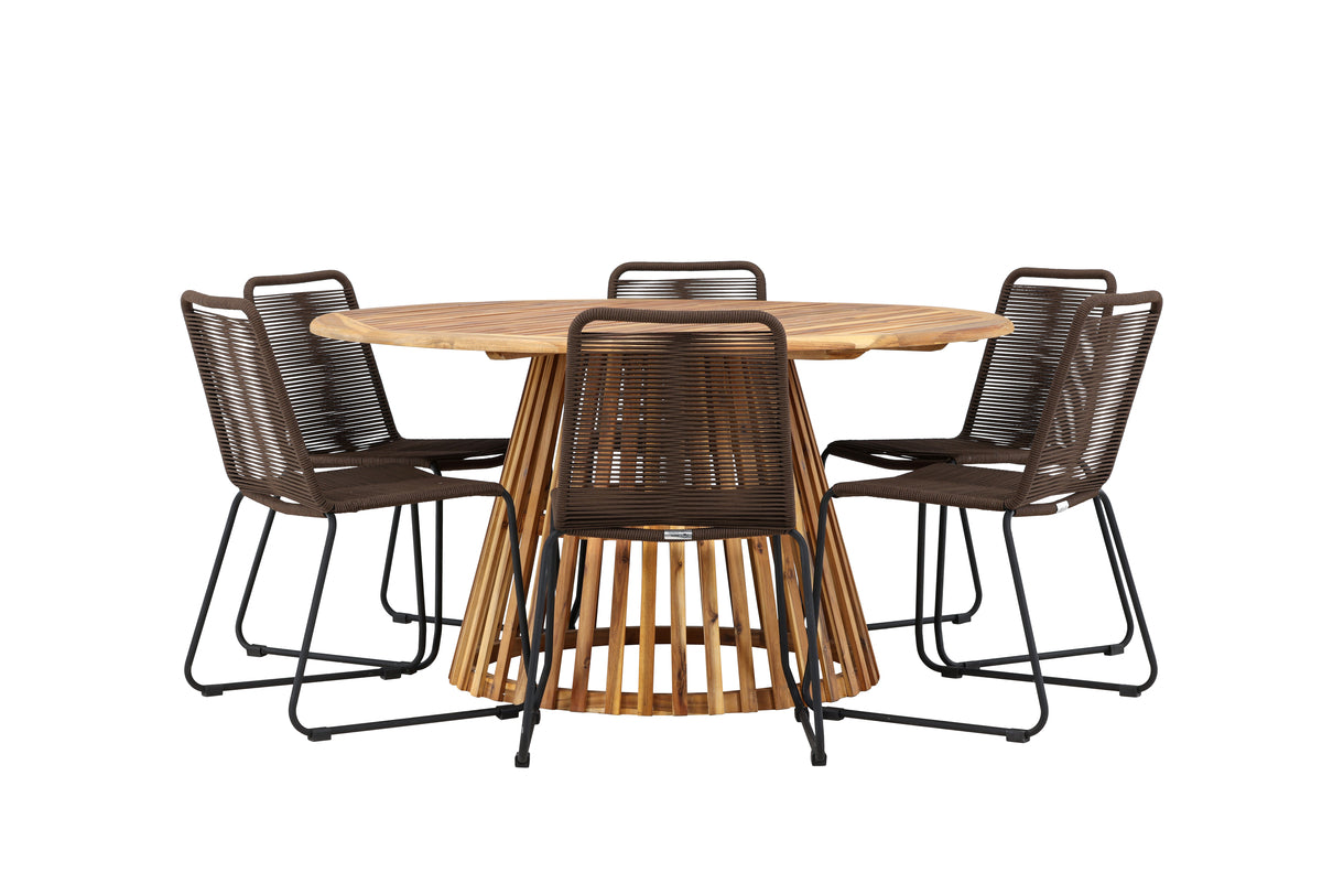 Dining Chair 2-pack Brown + Round Dining Table ø150 Nature