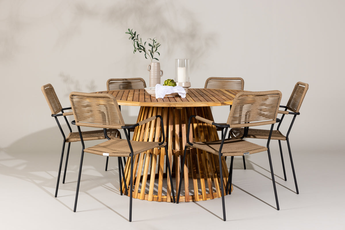 Dining Chair 2-pack Brown + Round Dining Table ø150 Nature