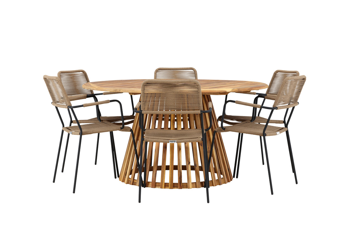 Dining Chair 2-pack Brown + Round Dining Table ø150 Nature