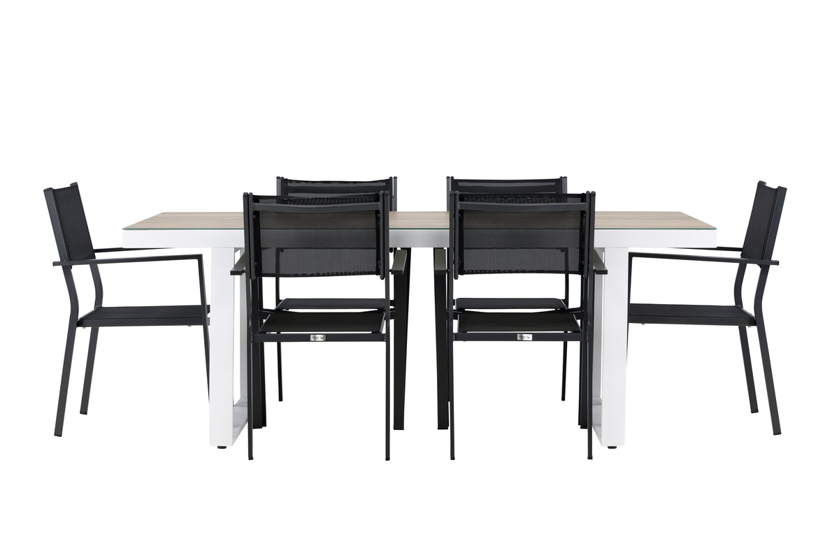 Dining Chair 2-pack Black + Rectangular Dining Table 90 x 200 White