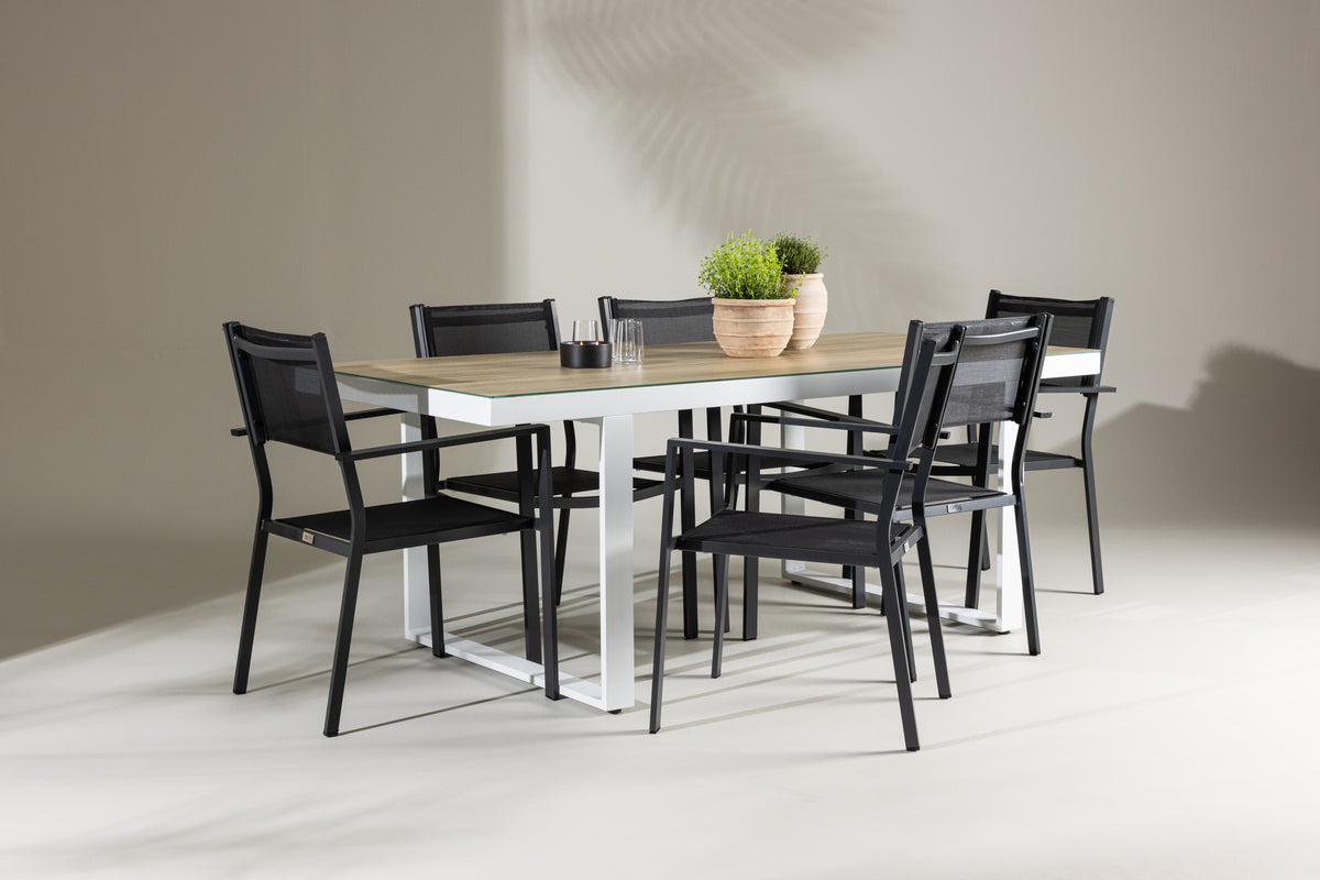 Dining Chair 2-pack Black + Rectangular Dining Table 90 x 200 White