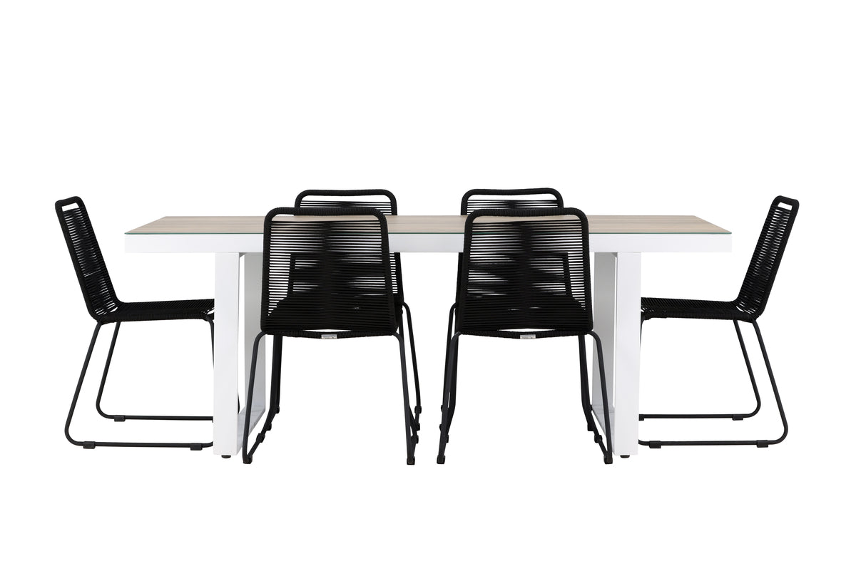 Dining Chair 2-pack Black + Rectangular Dining Table 90 x 200 White