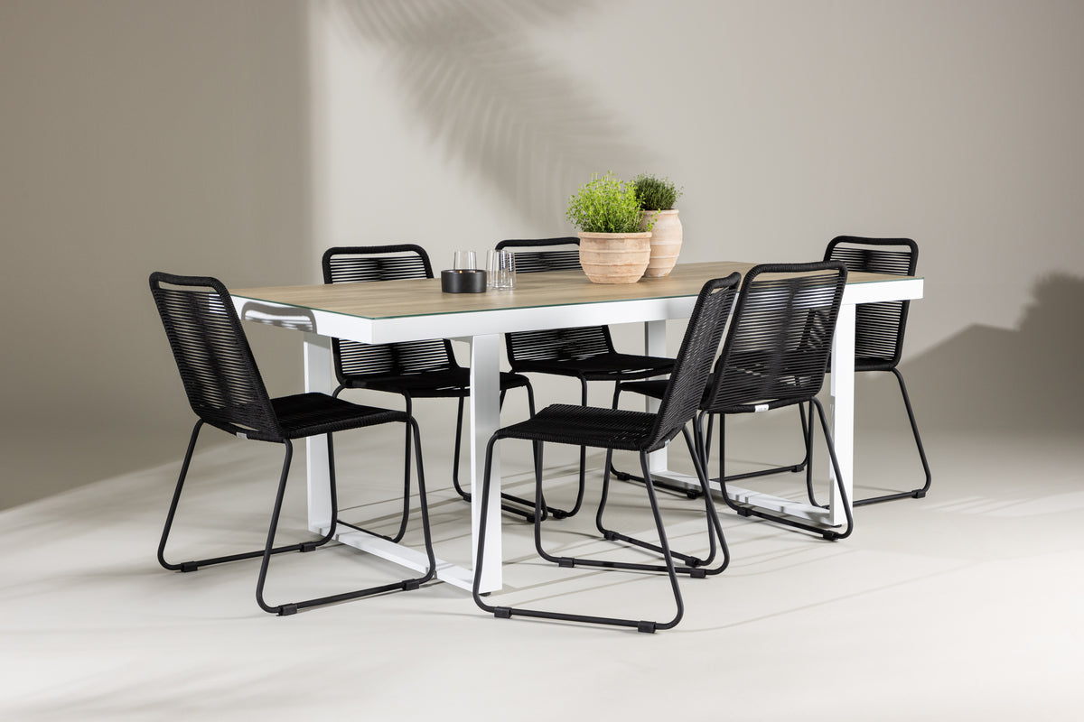 Dining Chair 2-pack Black + Rectangular Dining Table 90 x 200 White