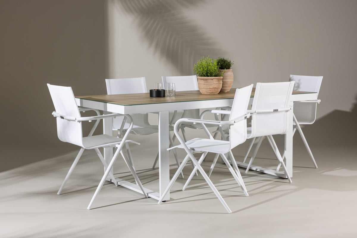 Dining Chair 6-pack White + Rectangular Dining Table 90 x 200 White