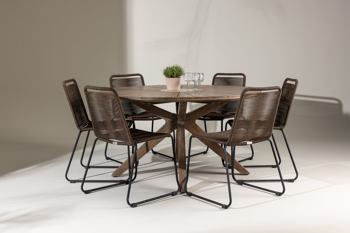 Dining Chair 2-pack Brown + Round Dining Table ø140 Brown