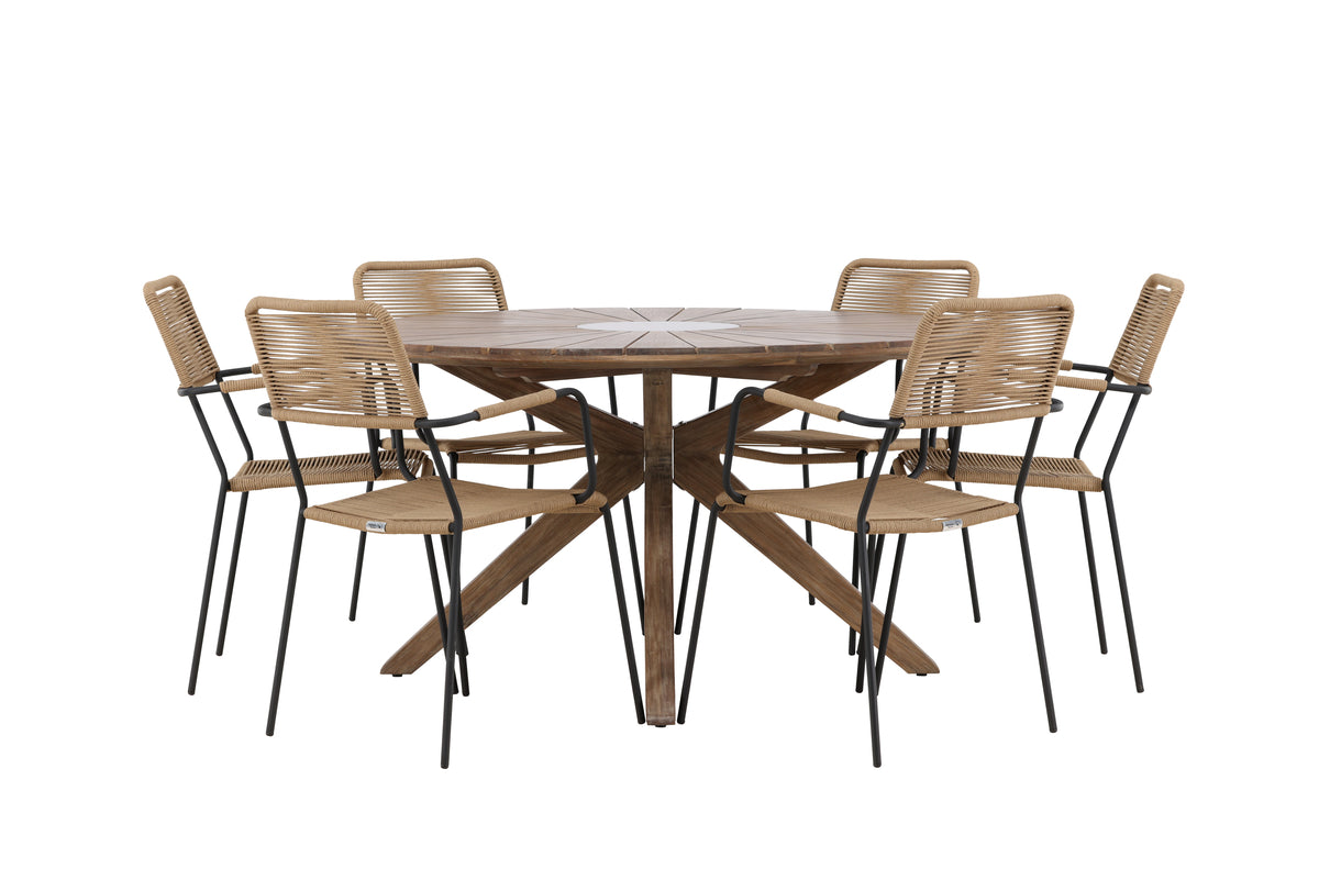 Dining Chair 2-pack Brown + Round Dining Table ø140 Brown