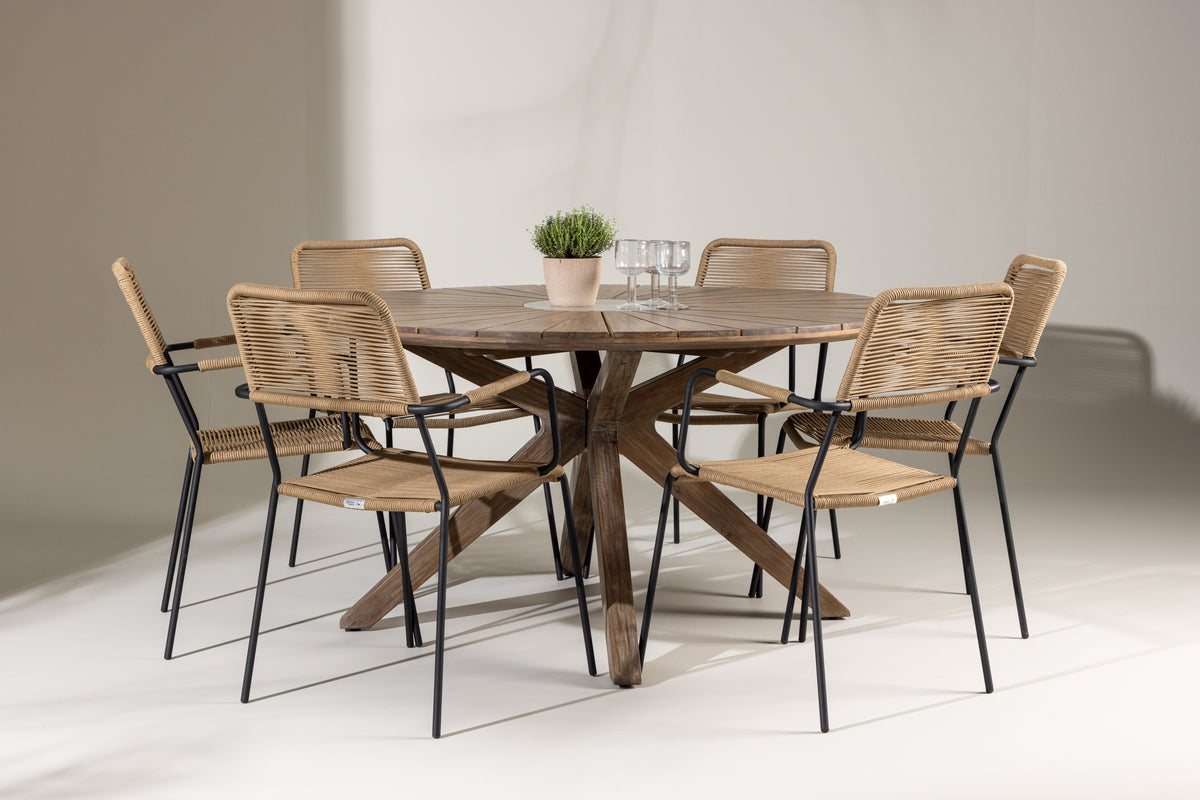 Dining Chair 2-pack Brown + Round Dining Table ø140 Brown