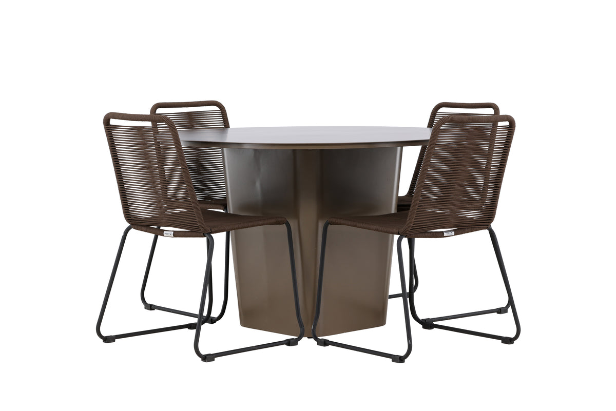 Dining Chair 2-pack Brown + Round Dining Table ø120 Brown