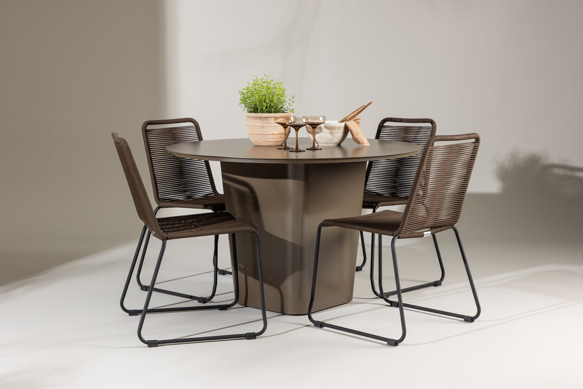 Dining Chair 2-pack Brown + Round Dining Table ø120 Brown