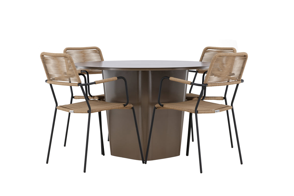 Dining Chair 2-pack Brown + Round Dining Table ø120 Brown