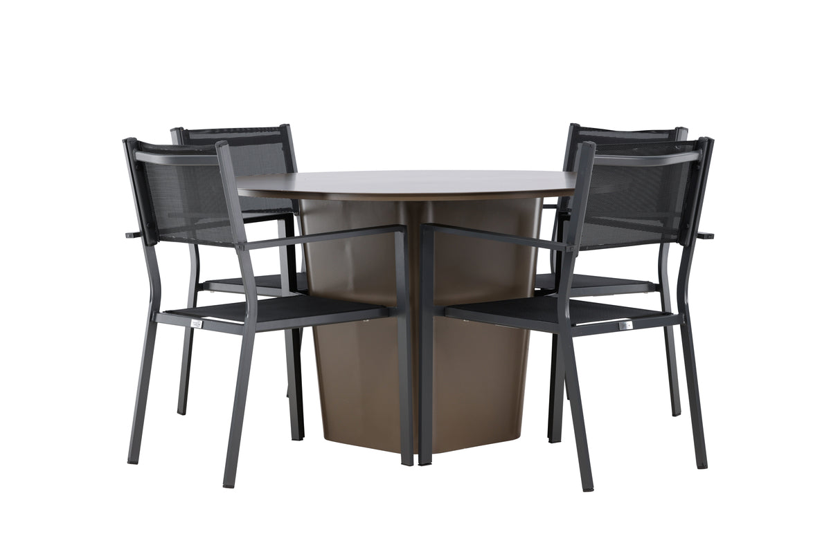 Dining Chair 2-pack Black + Round Dining Table ø120 Brown
