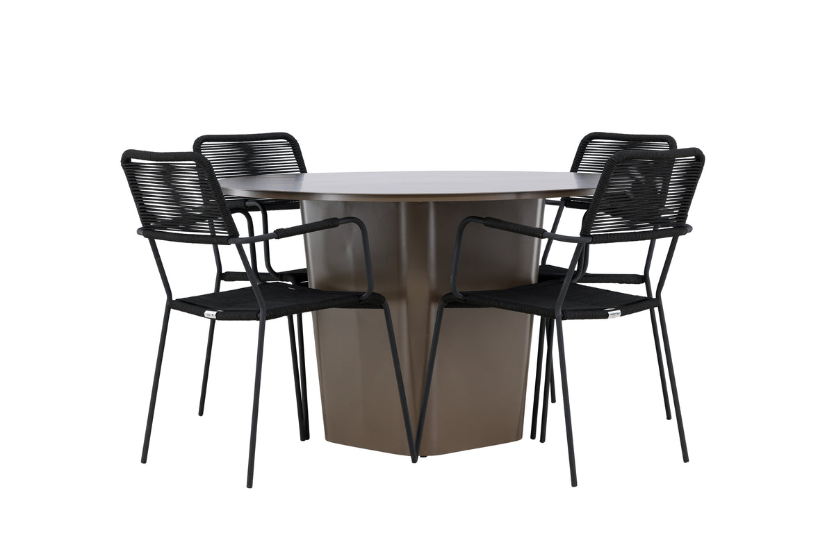 Dining Chair 2-pack Black + Round Dining Table ø120 Brown