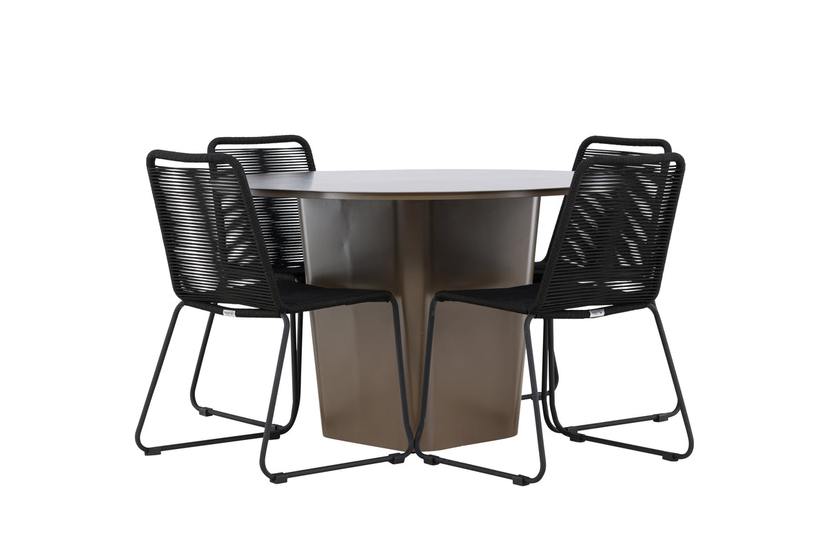 Dining Chair 2-pack Black + Round Dining Table ø120 Brown