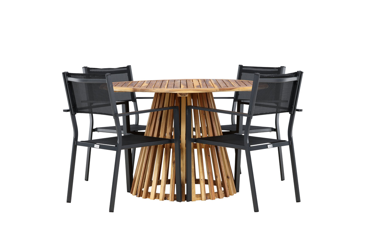 Dining Chair 2-pack Black + Round Dining Table ø120 Nature
