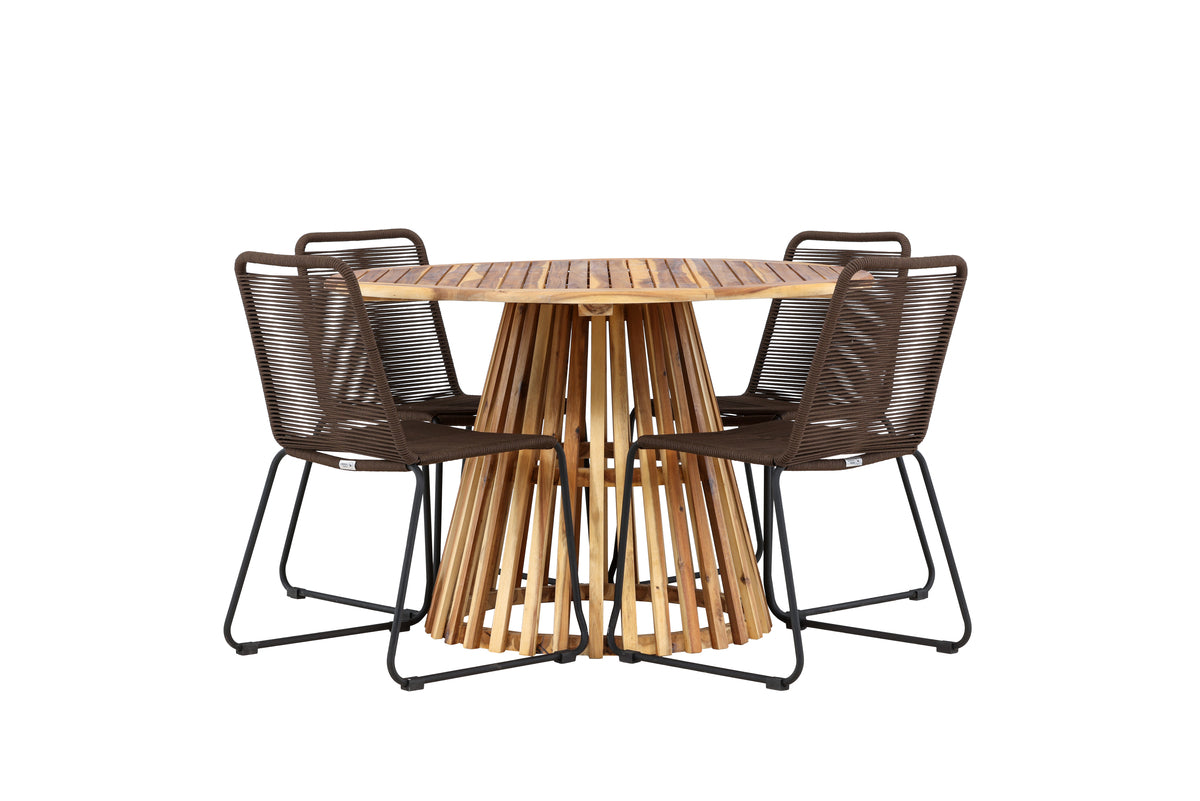 Dining Chair 2-pack Brown + Round Dining Table ø120 Nature
