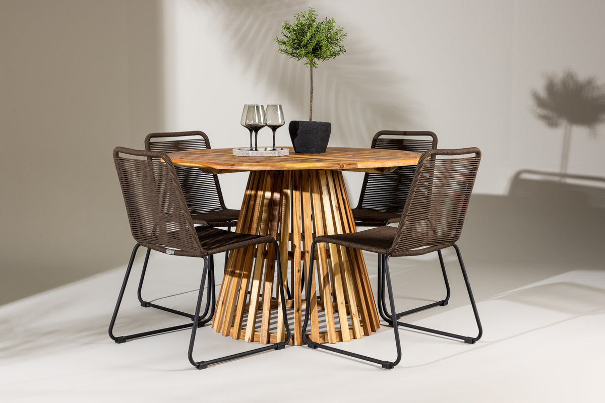 Dining Chair 2-pack Brown + Round Dining Table ø120 Nature