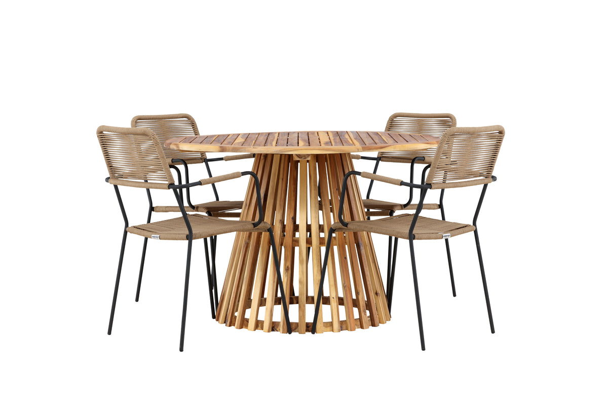 Dining Chair 2-pack Brown + Round Dining Table ø120 Nature