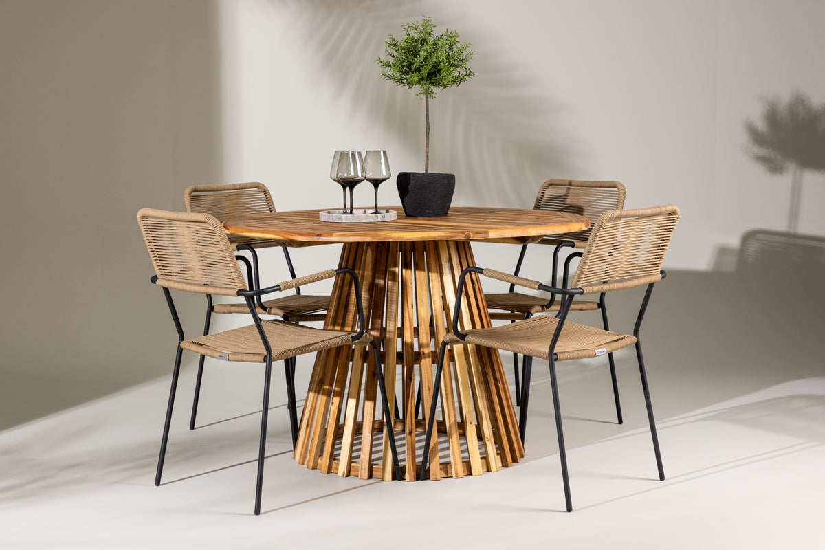 Dining Chair 2-pack Brown + Round Dining Table ø120 Nature