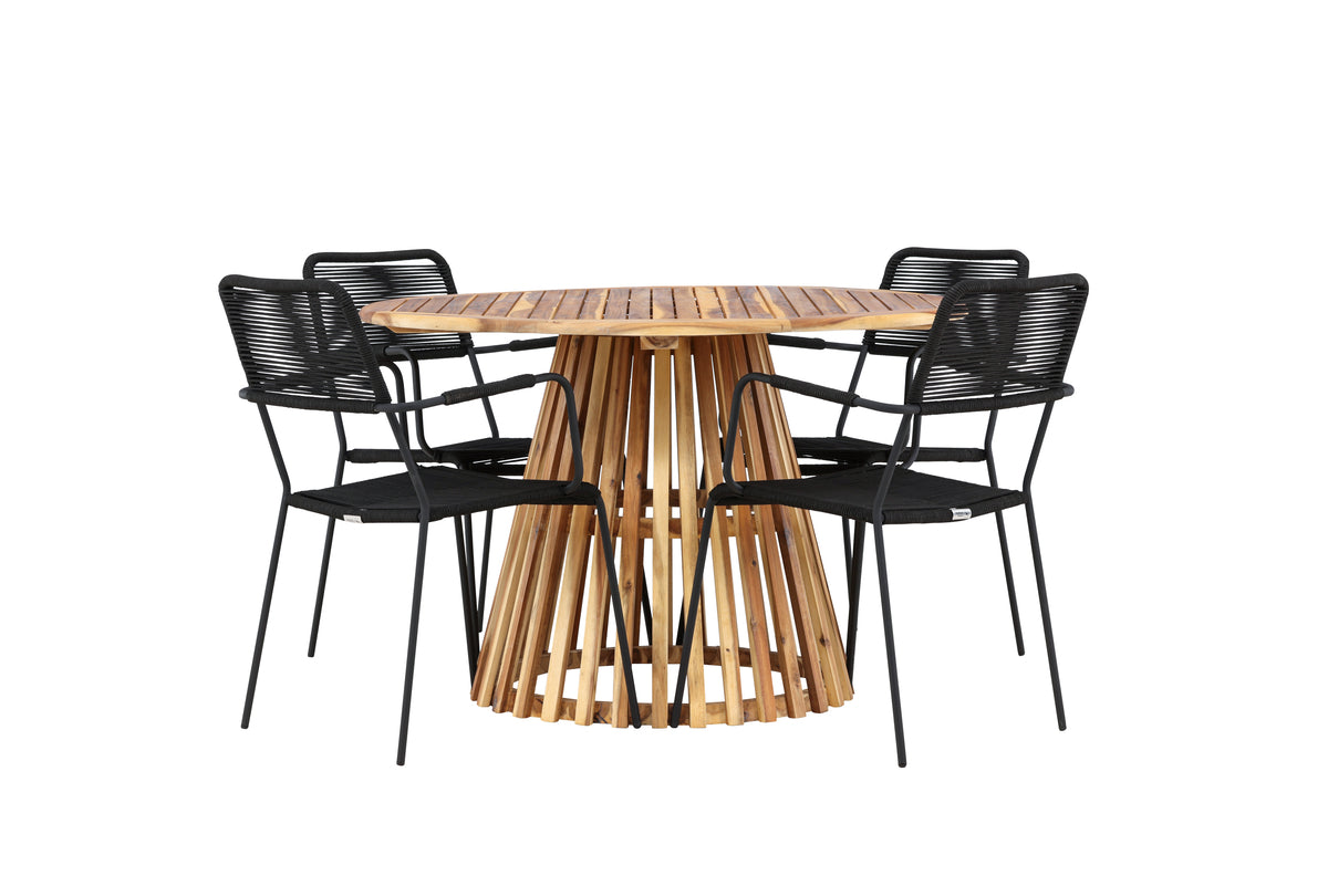 Dining Chair 2-pack Black + Round Dining Table ø120 Nature