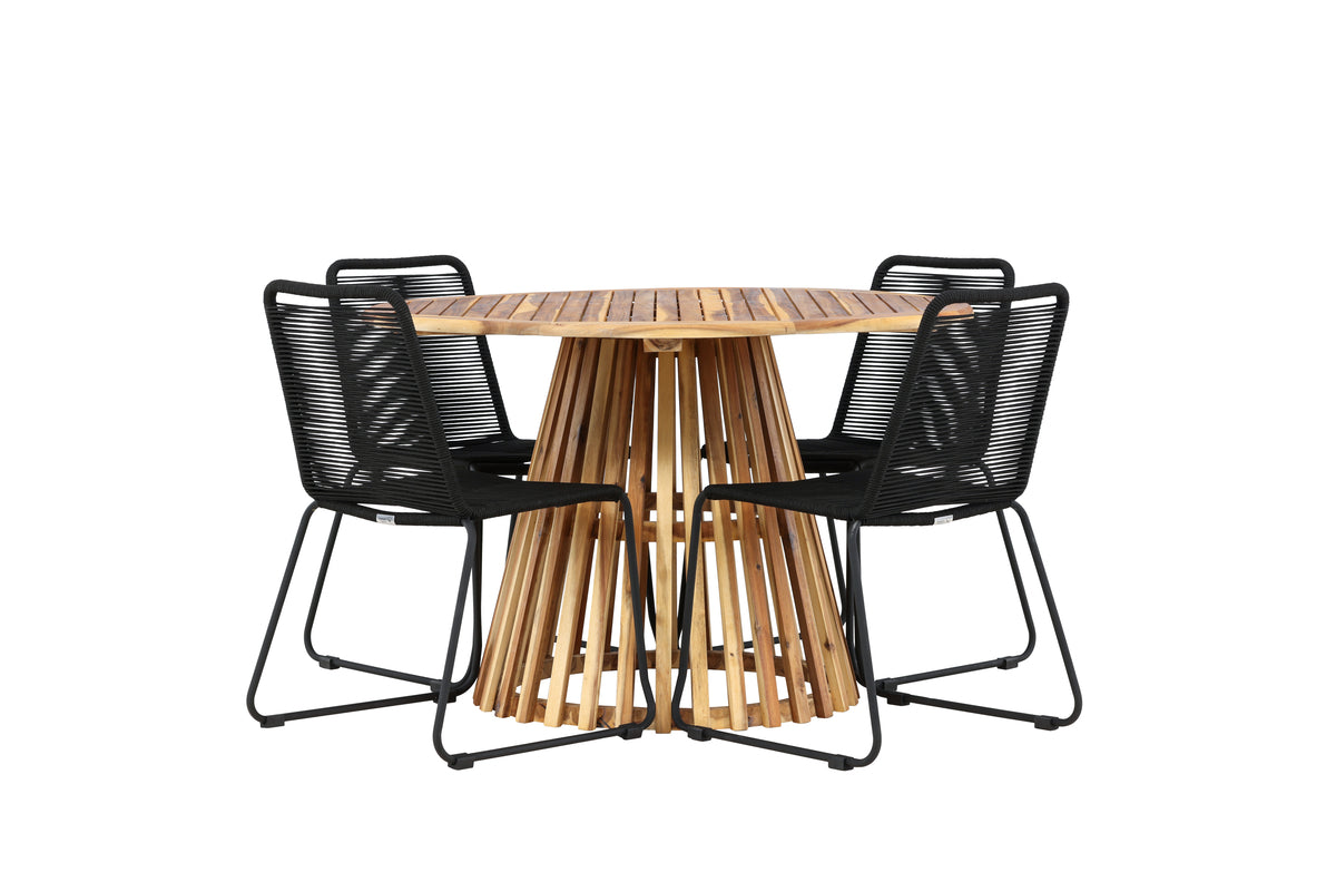Dining Chair 2-pack Black + Round Dining Table ø120 Nature
